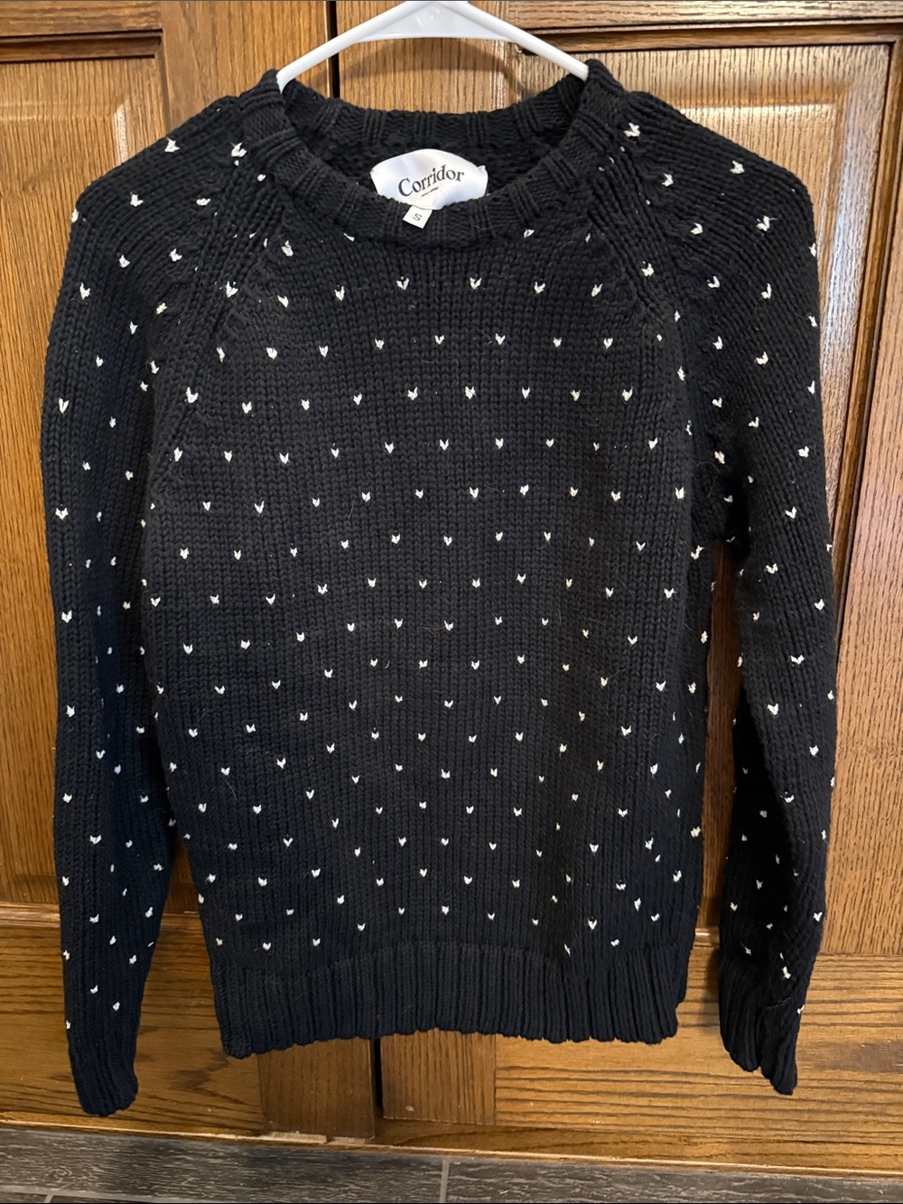 Corridor Black Crewneck Sweater with White Dot Texture